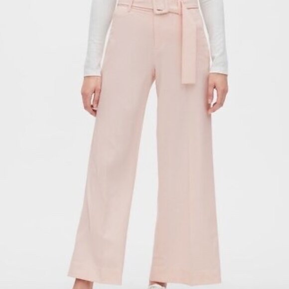 NEW Banana Republic - Pink Belted High-waisted Cropped Pants - Size 2 (Petite) - Picture 9 of 10